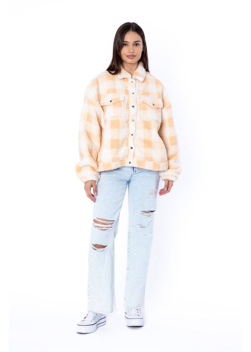 Sisstrevolution Women's Short Sand Sherpa Jacket, Oversized Fit