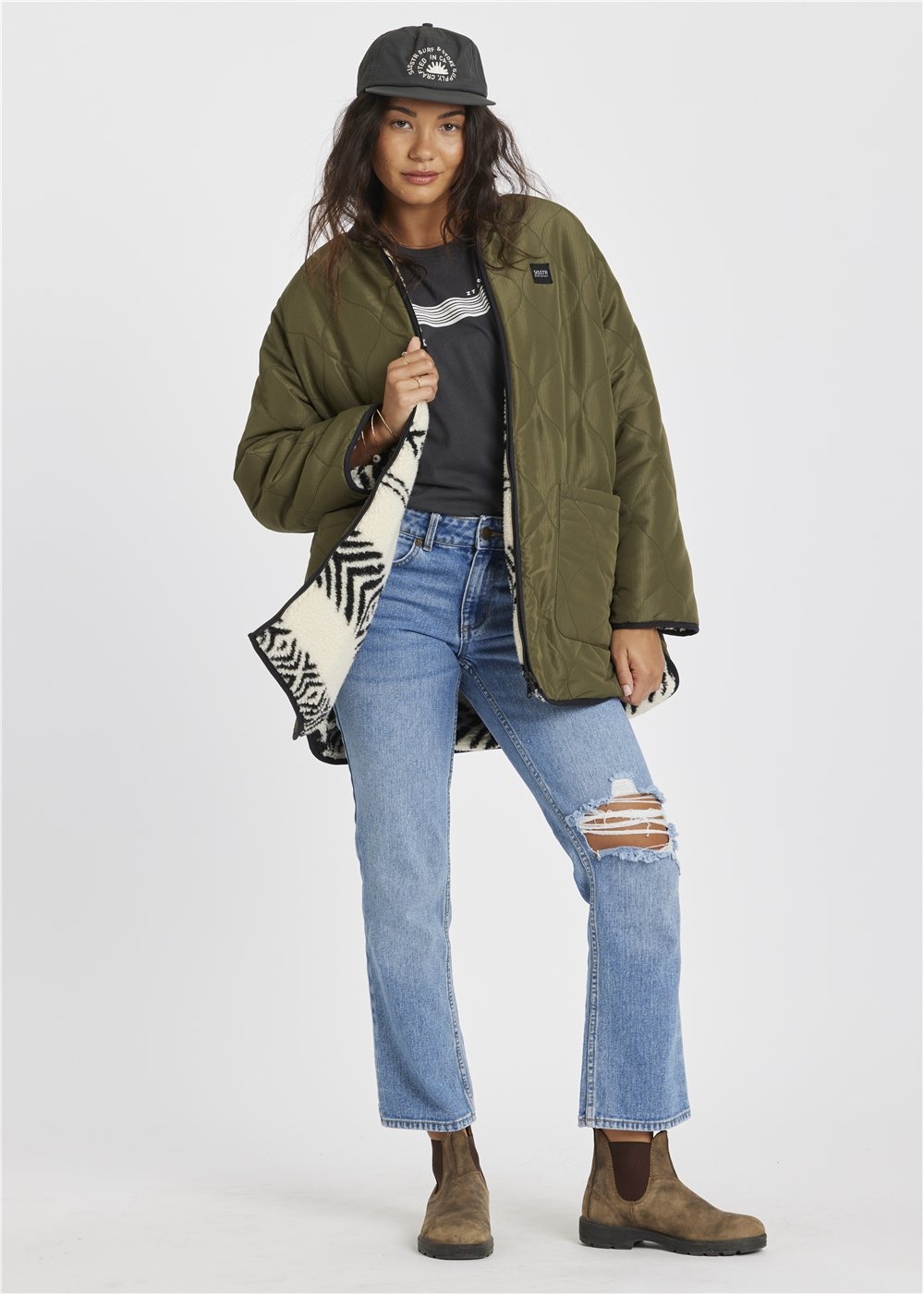 Sisstrevolution Women's Jane Reversible Jacket, Ripstop and Sherpa