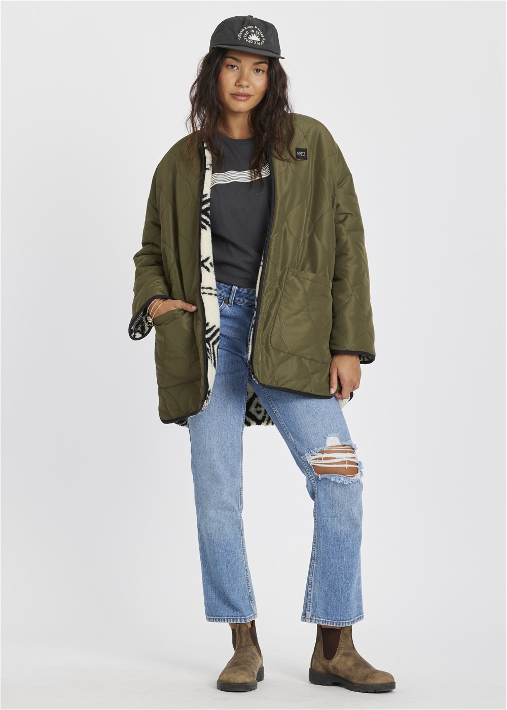 Sisstrevolution Women's Jane Reversible Jacket, Ripstop and Sherpa