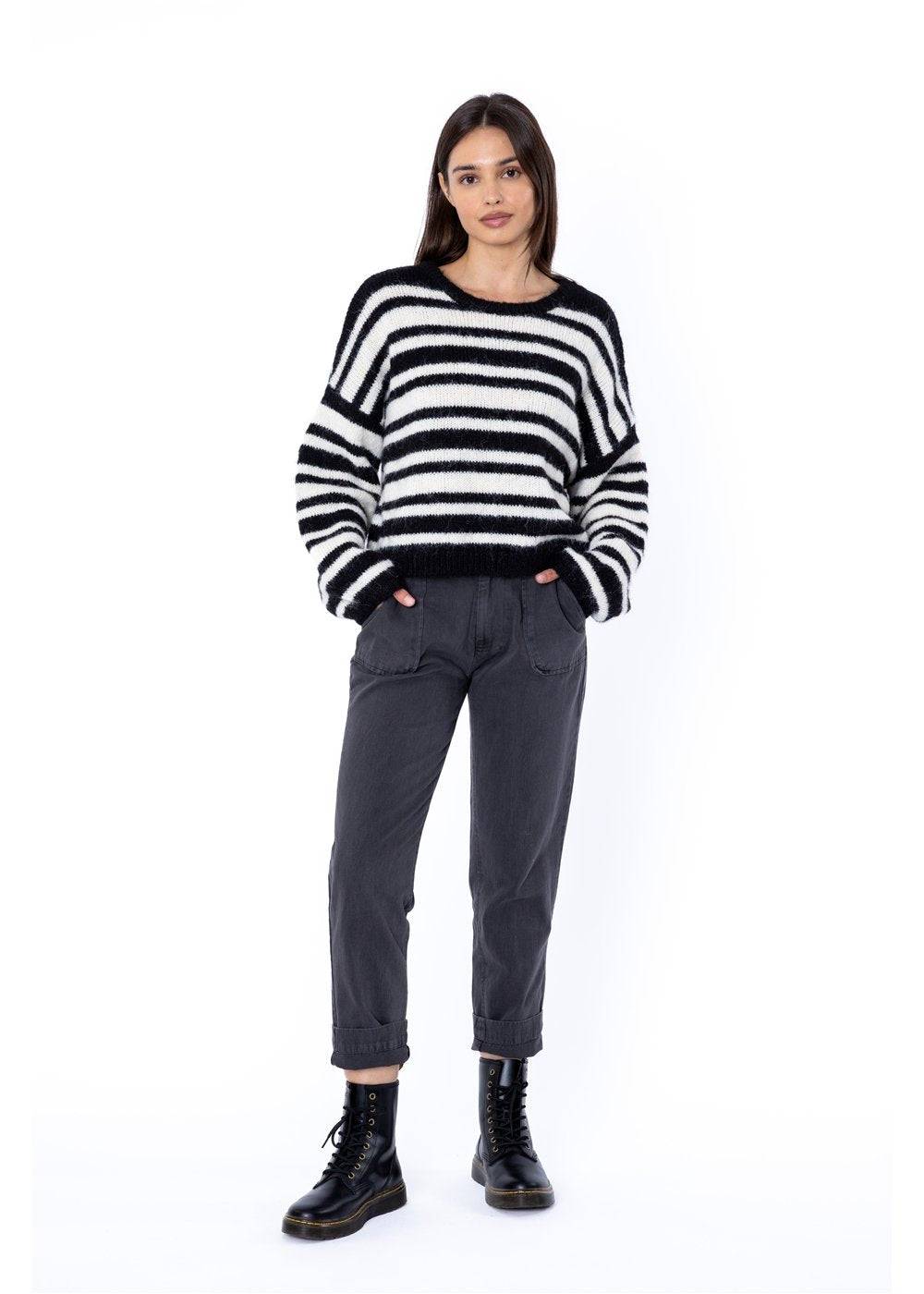 Sisstrevolution Women's Ocean Shores Striped Jumper, Cropped Fit