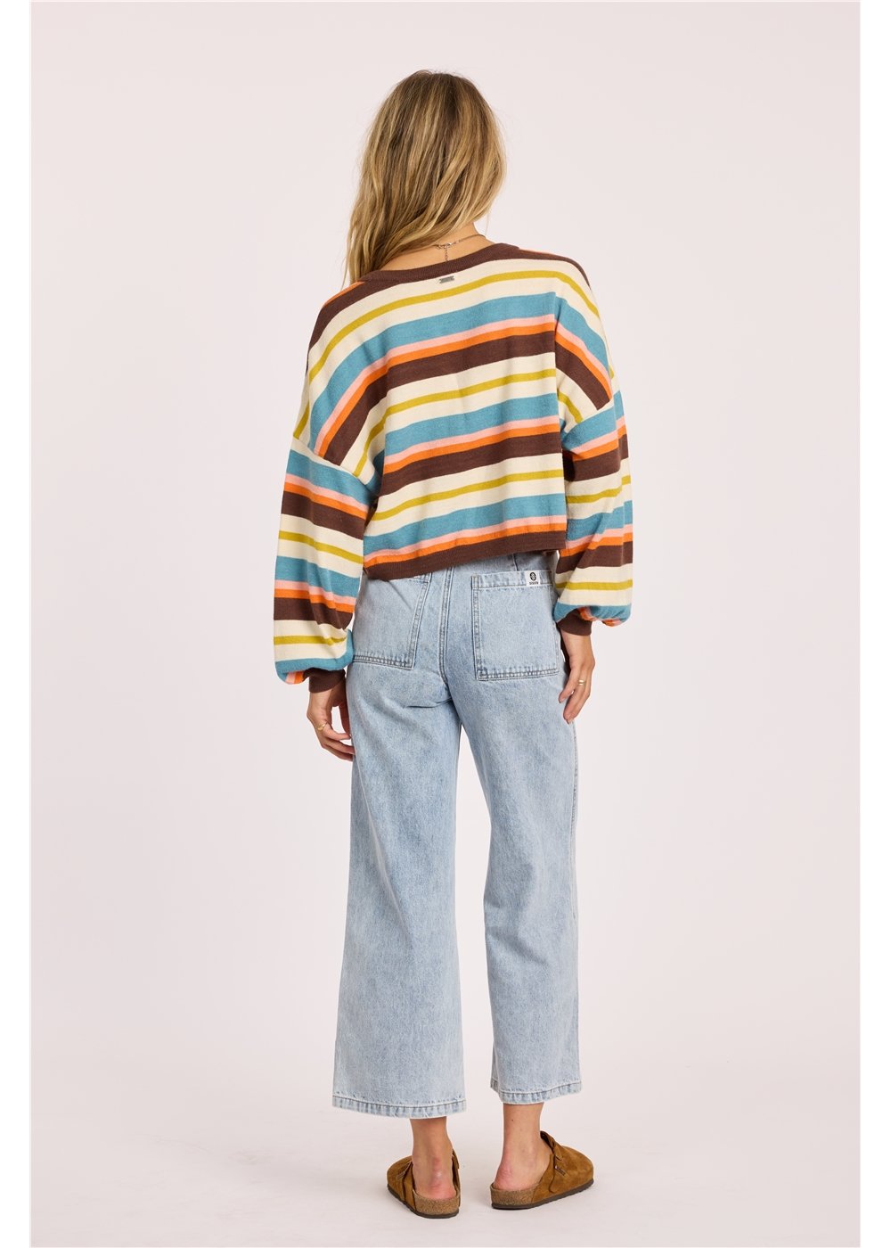 Sisstrevolution Women's By The Sea Stripe Jumper, Cropped V-Neck