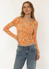 Sisstrevolution Women's Skyscape Long Sleeve Knit Top, Low Back