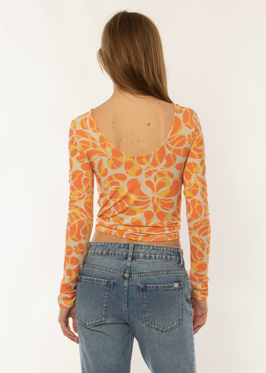 Sisstrevolution Women's Skyscape Long Sleeve Knit Top, Low Back