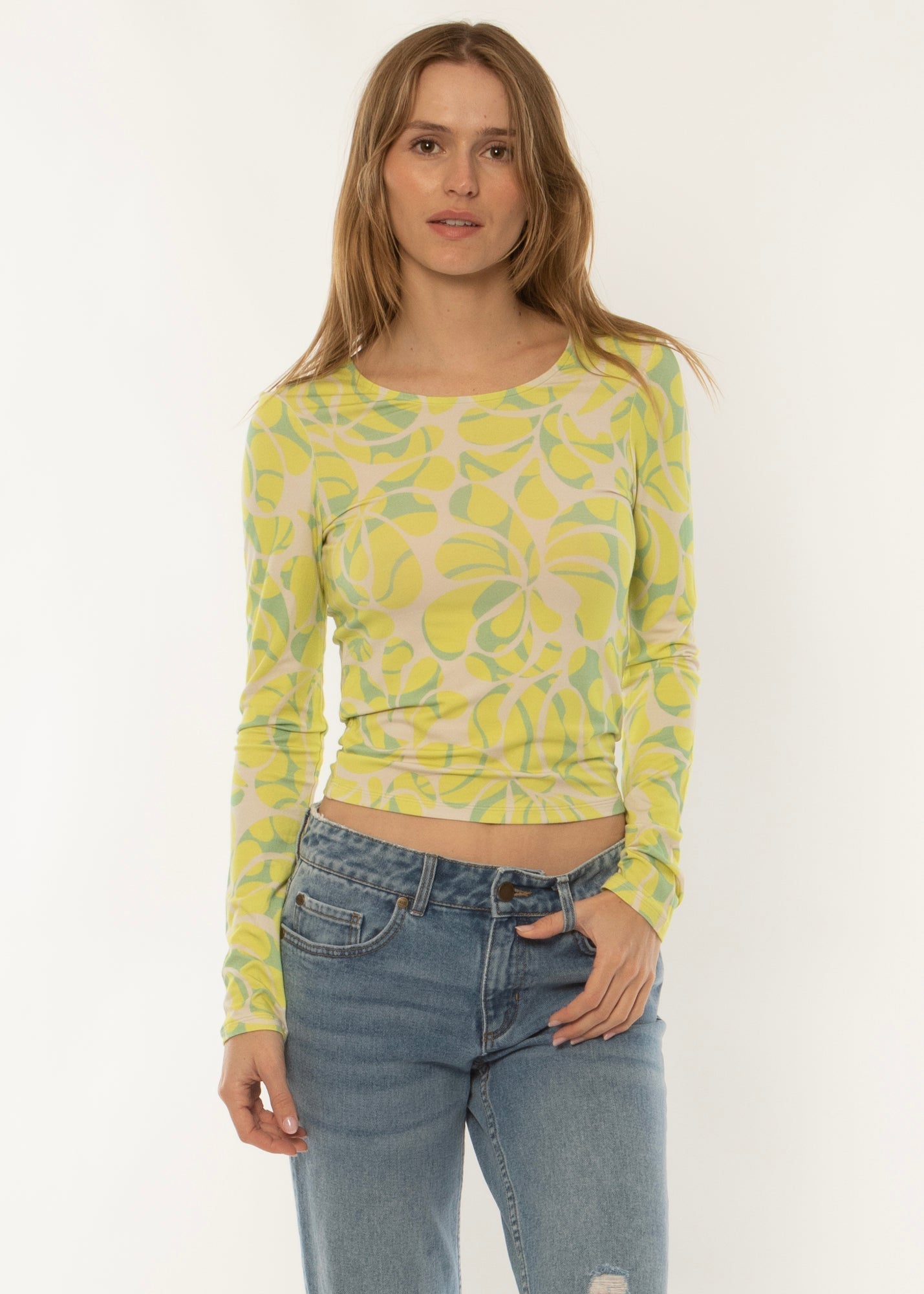Sisstrevolution Women's Skyscape Long Sleeve Knit Top, Low Back