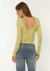 Sisstrevolution Women's Skyscape Long Sleeve Knit Top, Low Back