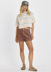 Sisstrevolution Women's Seascape Cropped Knit Top, Striped Cotton
