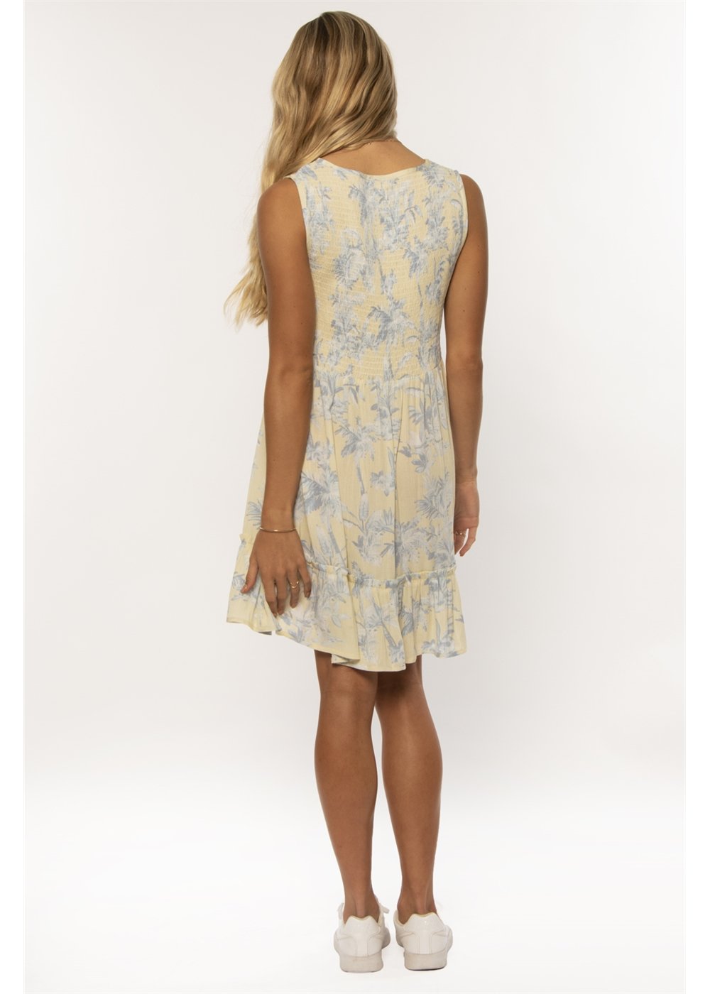 Destiny Floral Sleeveless Mini Dress with Ruffle Hem