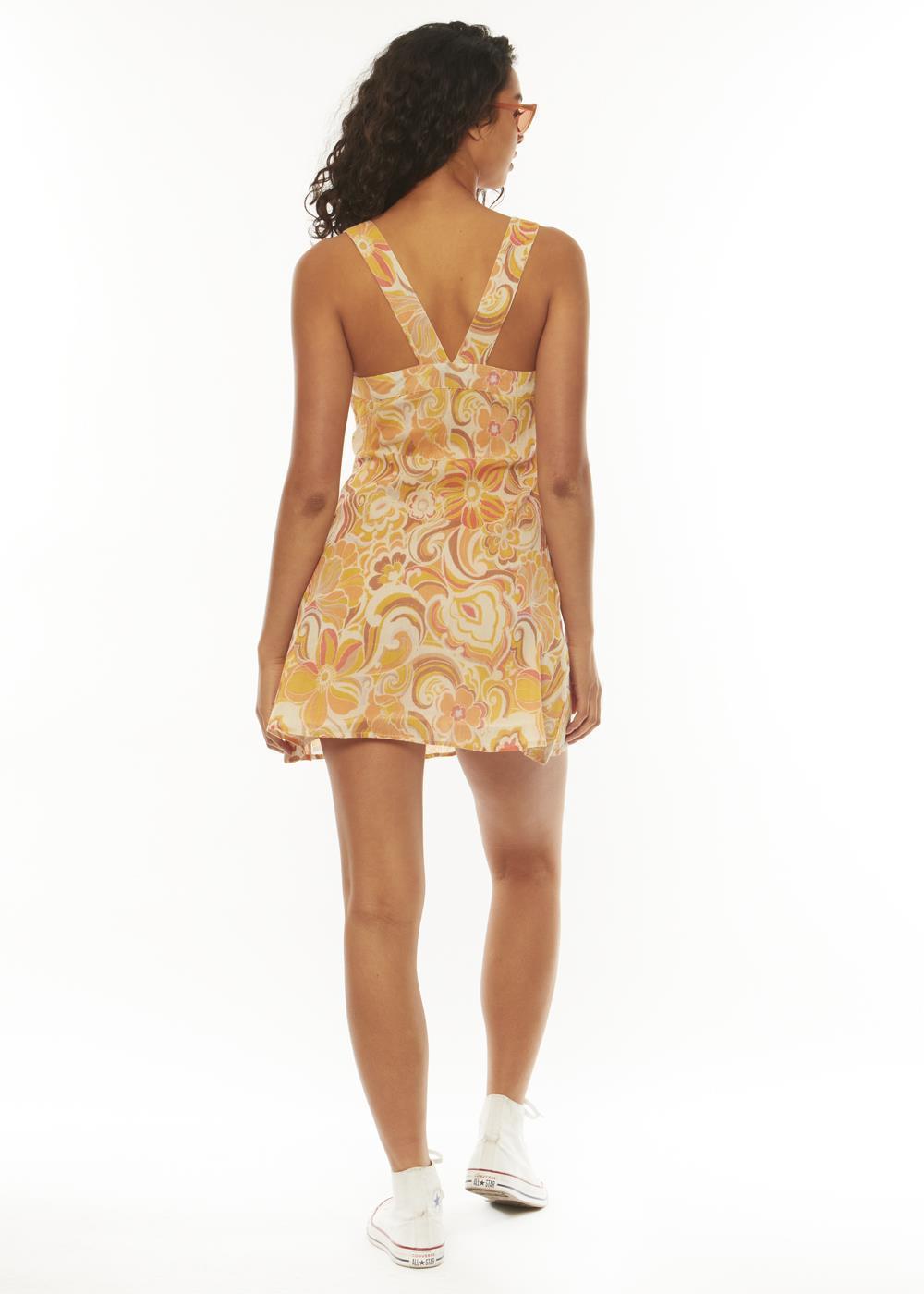 Rue Retro Print Cotton Tank Dress with X-Back