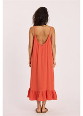 Beach Cruiser Cotton Gauze Midi Dress with Ruffle Hem