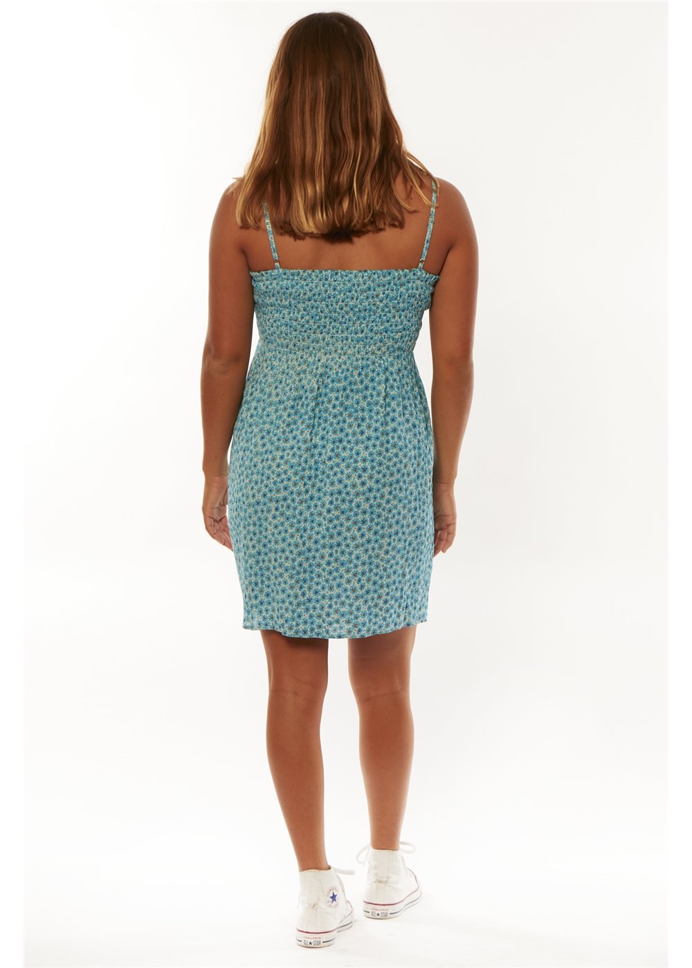 Cassi Smocked Bodice Mini Dress in Eco Crinkle