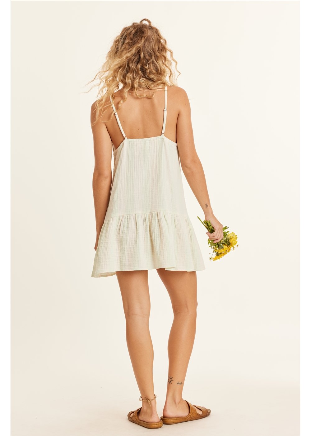Molokini Cotton Gauze Tank Dress with Tiered Skirt