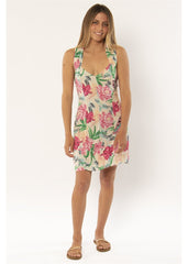 Electric Oasis Tropical Floral Mini Dress