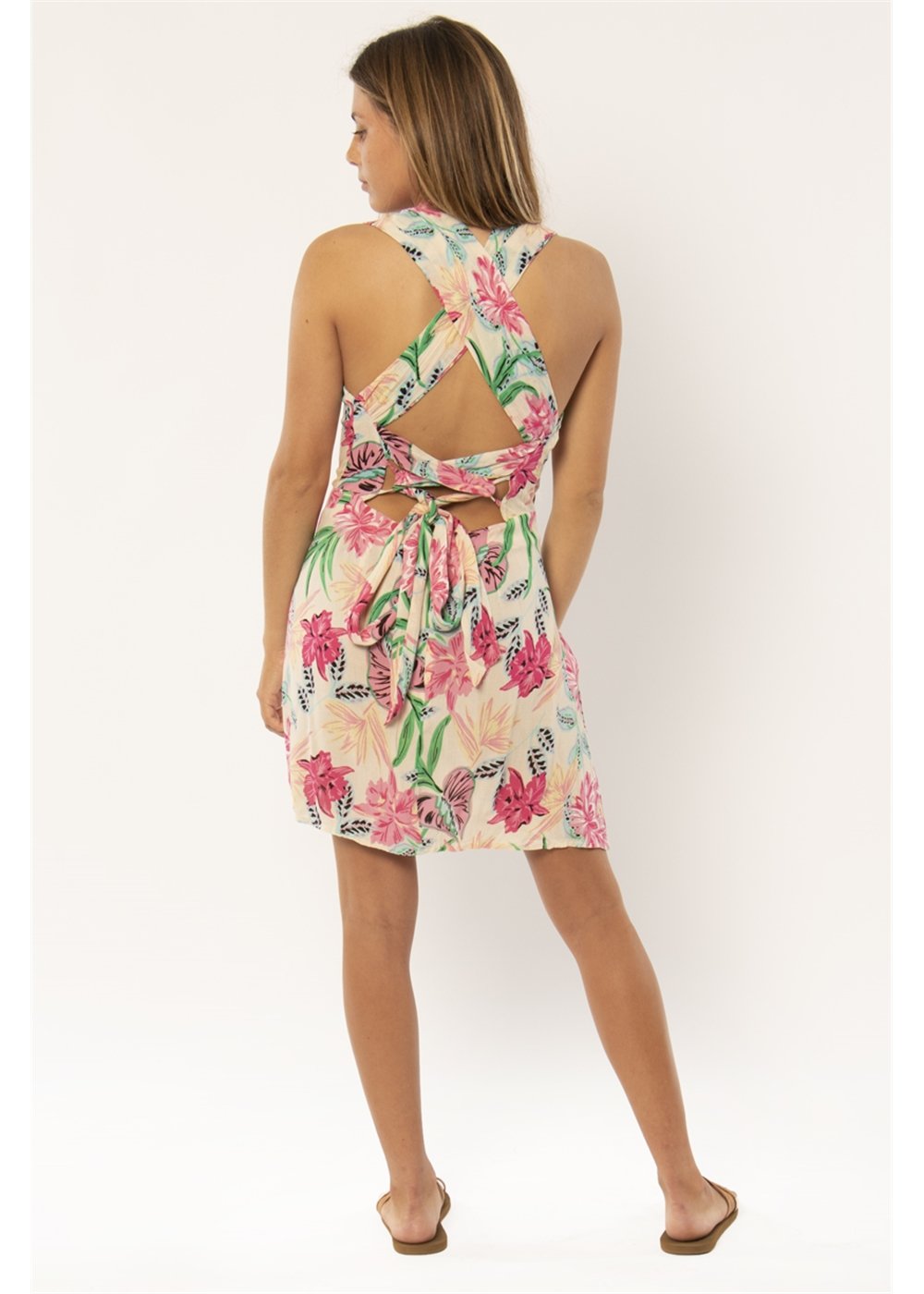 Electric Oasis Tropical Floral Mini Dress