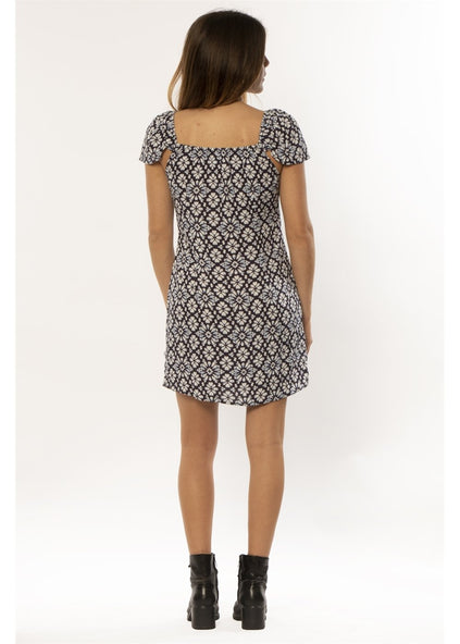 Jayden Printed Short-Sleeve Mini Dress with Darts