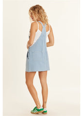 Ocean Haze Cotton Pinafore Dress with Button Sides