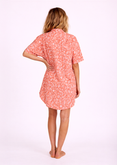 Lily Viscose Dress in White and Cayenne