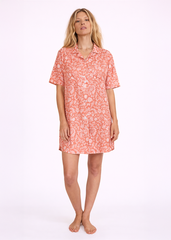 Lily Viscose Dress in White and Cayenne
