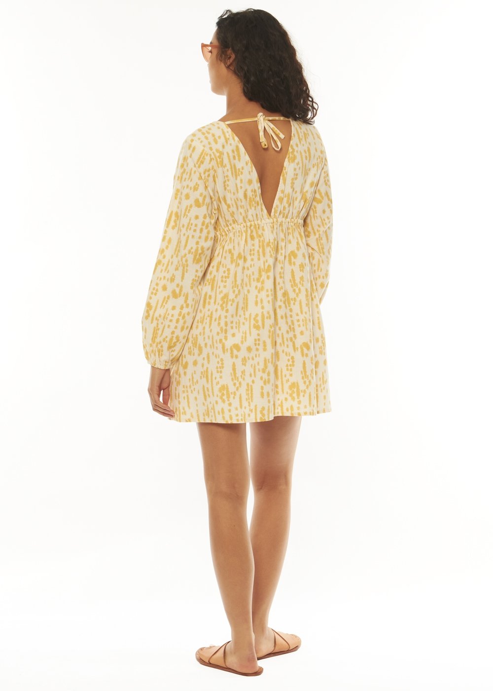 Cool One Printed Long-Sleeve V-Neck Dress