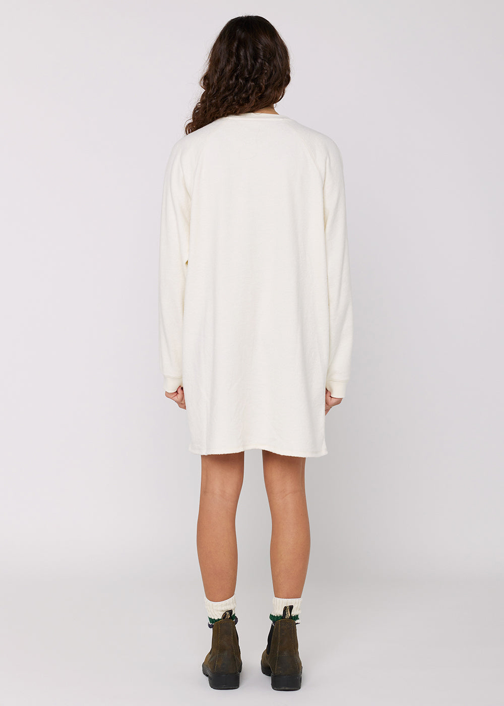 Agathe Brushed Fleece Sweater Dress with Embroidery