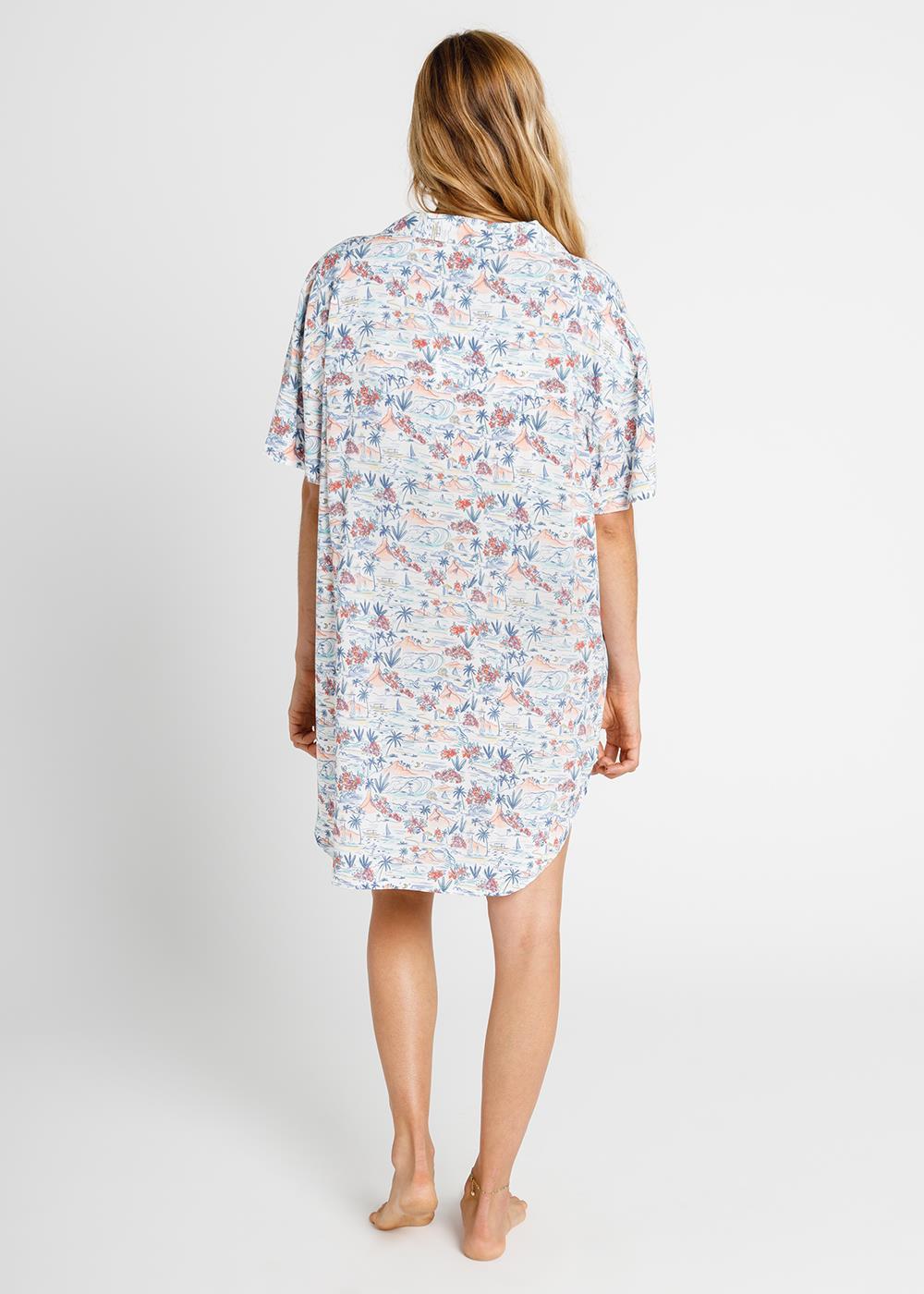 Lily Viscose Dress in White and Cayenne