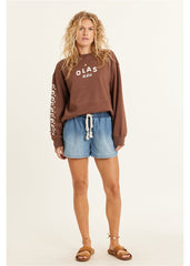 Sisstrevolution Women's Lucia Fleece Crew Sweatshirt, Chest Graphic