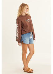 Sisstrevolution Women's Lucia Fleece Crew Sweatshirt, Chest Graphic
