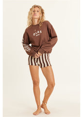 Sisstrevolution Women's Lucia Fleece Crew Sweatshirt, Chest Graphic
