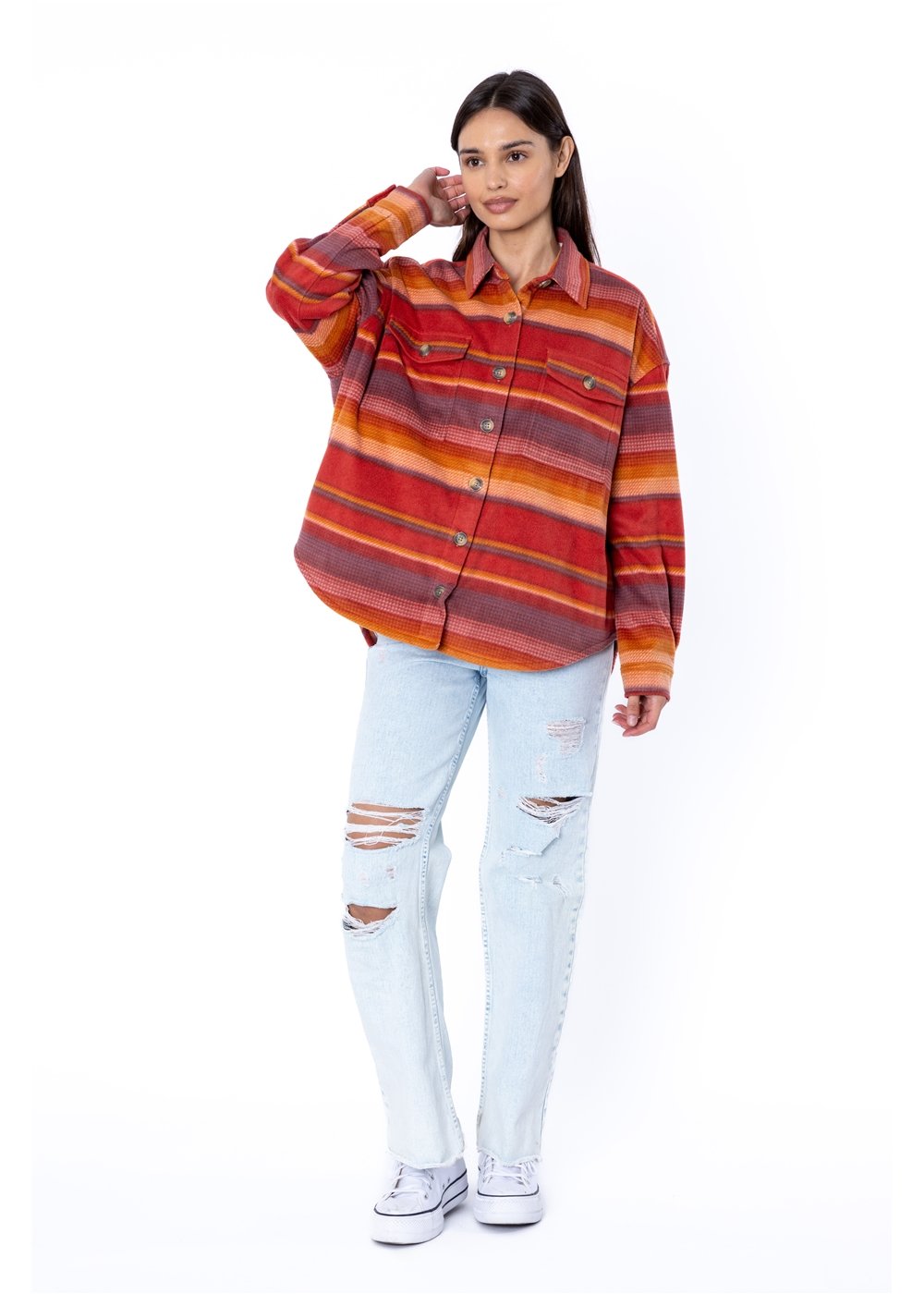 Sisstrevolution Women's Ensenada Printed Fleece Jacket, Oversized