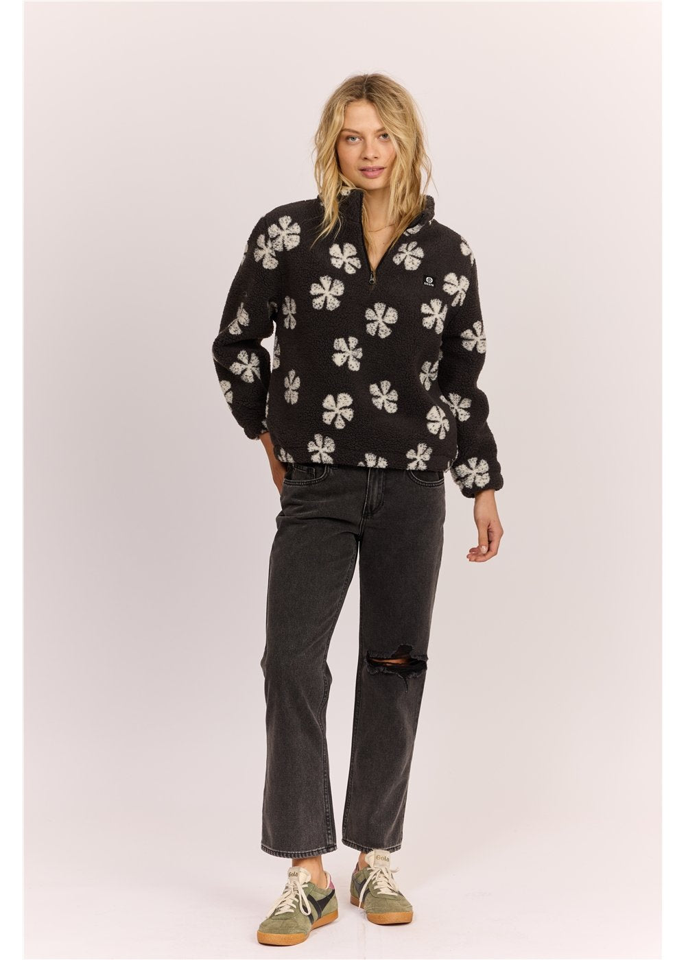 Sisstrevolution Women's Smooth Sherpa Half Zip Fleece, Printed