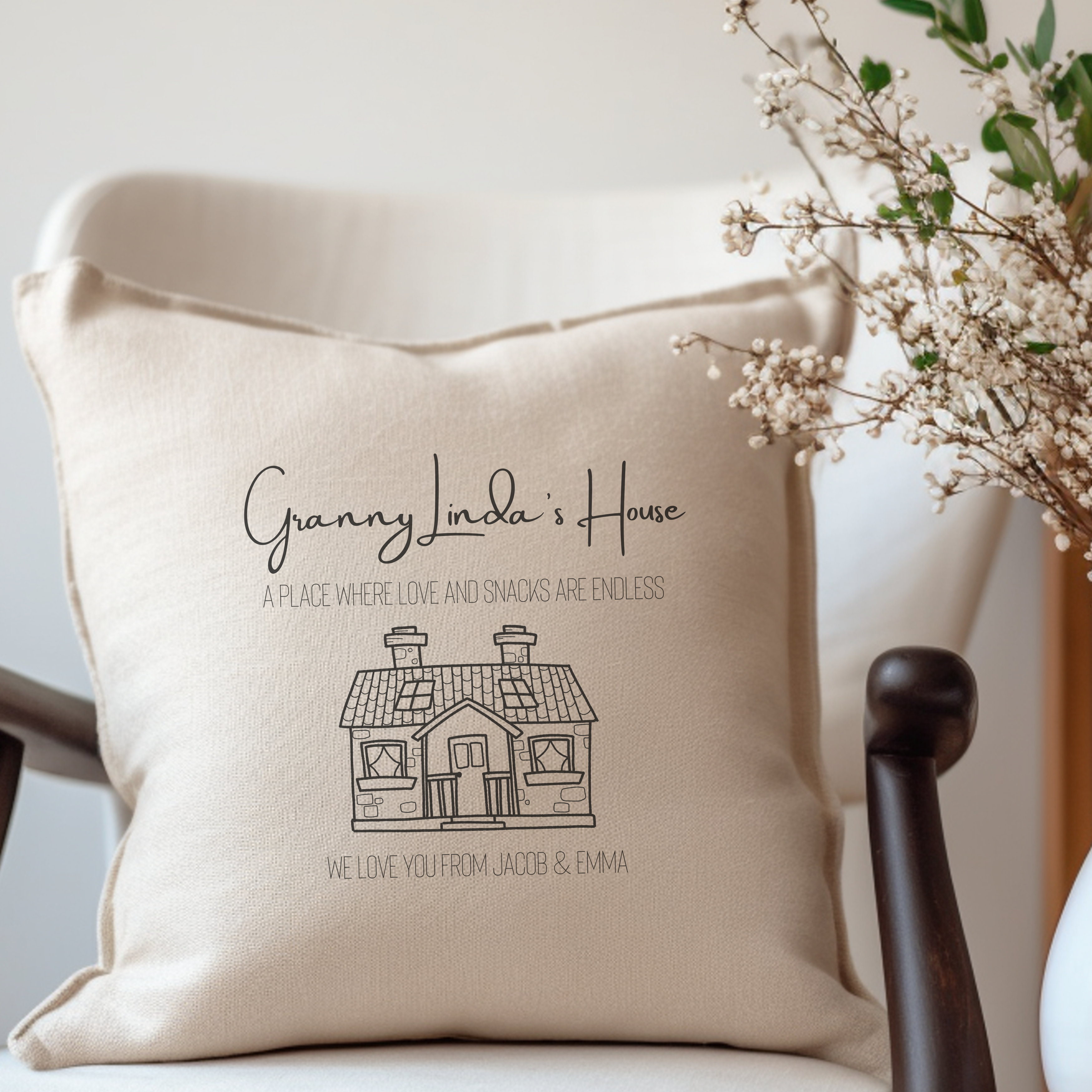 Personalised Granny's House Cushion – Gran, Grandad or Auntie