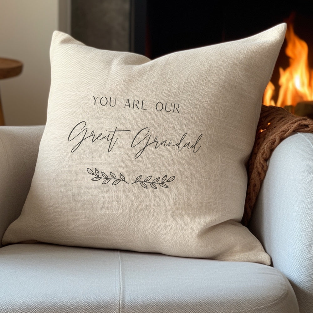 Personalised Great Grandad, Papa or Pop Cushion – 40cm