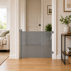 Retractable Fabric Stair Gate – Grey, Up to 120cm Wide