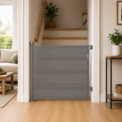 Retractable Fabric Stair Gate – Grey, Up to 120cm Wide