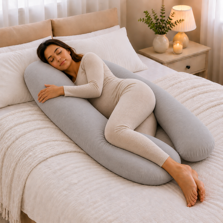 9ft Maternity Pillow & Case – Grey, Full Body Pregnancy Pillow