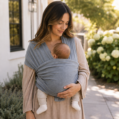 Organic Baby Wrap Carrier – Grey Melange, Newborn Stretchy Sling