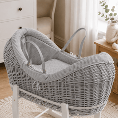 Wicker Deluxe Pod Moses Basket with Stand – Newborn Basket