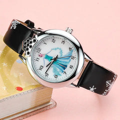 Princess Elsa Leather Strap Kids Watch