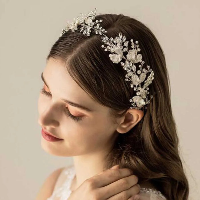 Enchanted Silver Blossom Bridal Headband