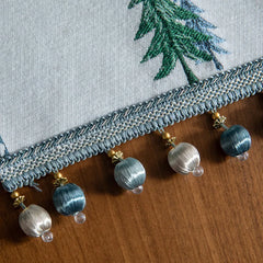 Chenille Christmas Tree Table Runner with Pom-Poms