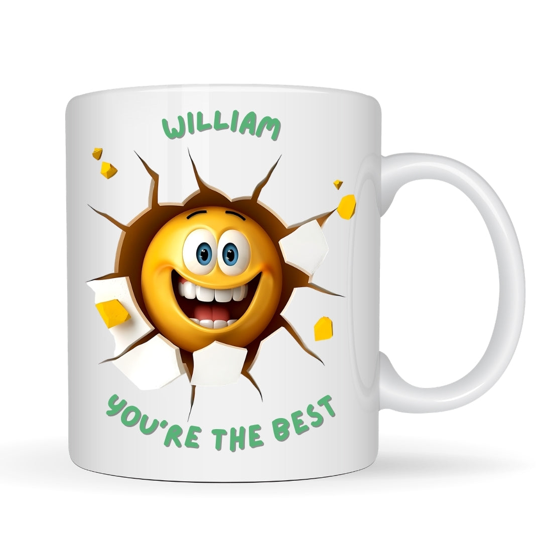 Personalised Happy Face Mug – Mum, Dad or Friend
