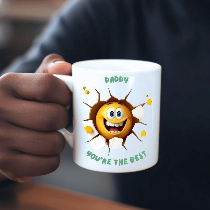 Personalised Happy Face Mug, Mum, Dad or Friend, image 2