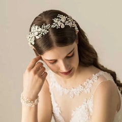 Enchanted Silver Blossom Bridal Headband
