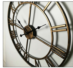 Large Nordic Roman Numeral Metal Wall Clock – Retro Iron Outdoor & Indoor Décor