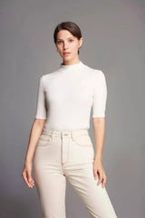 Women's Mock Neck Top – Ribbed TENCEL Modal, Half Sleeve, UK 8-16