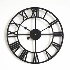 Large Nordic Roman Numeral Metal Wall Clock – Retro Iron Outdoor & Indoor Décor