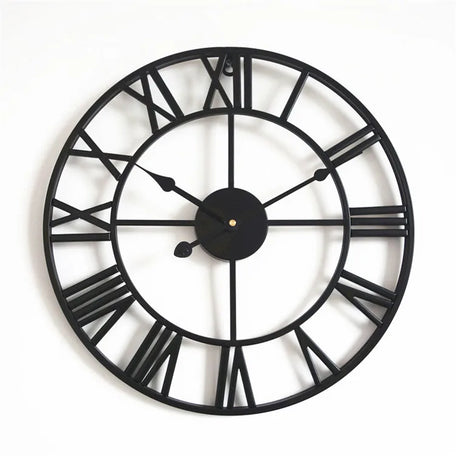Large Nordic Roman Numeral Metal Wall Clock – Retro Iron Outdoor & Indoor Décor