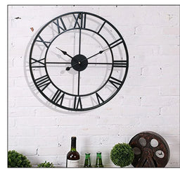 Large Nordic Roman Numeral Metal Wall Clock – Retro Iron Outdoor & Indoor Décor