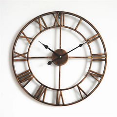 Large Nordic Roman Numeral Metal Wall Clock – Retro Iron Outdoor & Indoor Décor