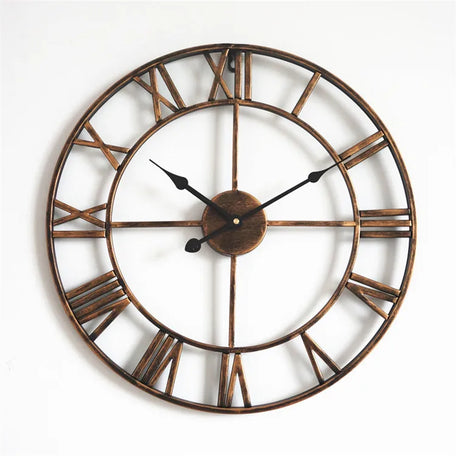 Large Nordic Roman Numeral Metal Wall Clock – Retro Iron Outdoor & Indoor Décor