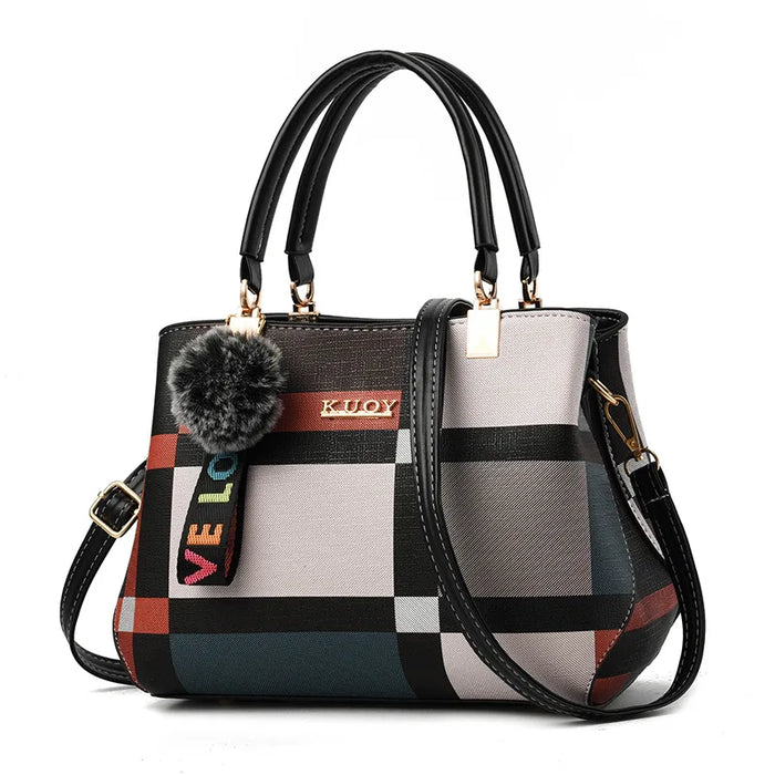 Elegant PU Leather Crossbody Tote, Designer Shoulder & Handbag, black